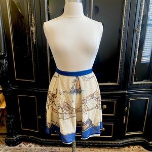 Anthropologie Anna Sui Silk Map Skirt Size 12
